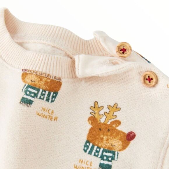 ZARA Kids | Cream | REINDEER SWEATSHIRT - Picture 4 of 7